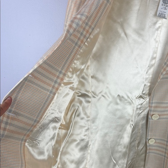 Vintage Virani Cream Plaid 100% Wool Blazer with Windowpane Pattern Size 12 - Picture 9 of 12